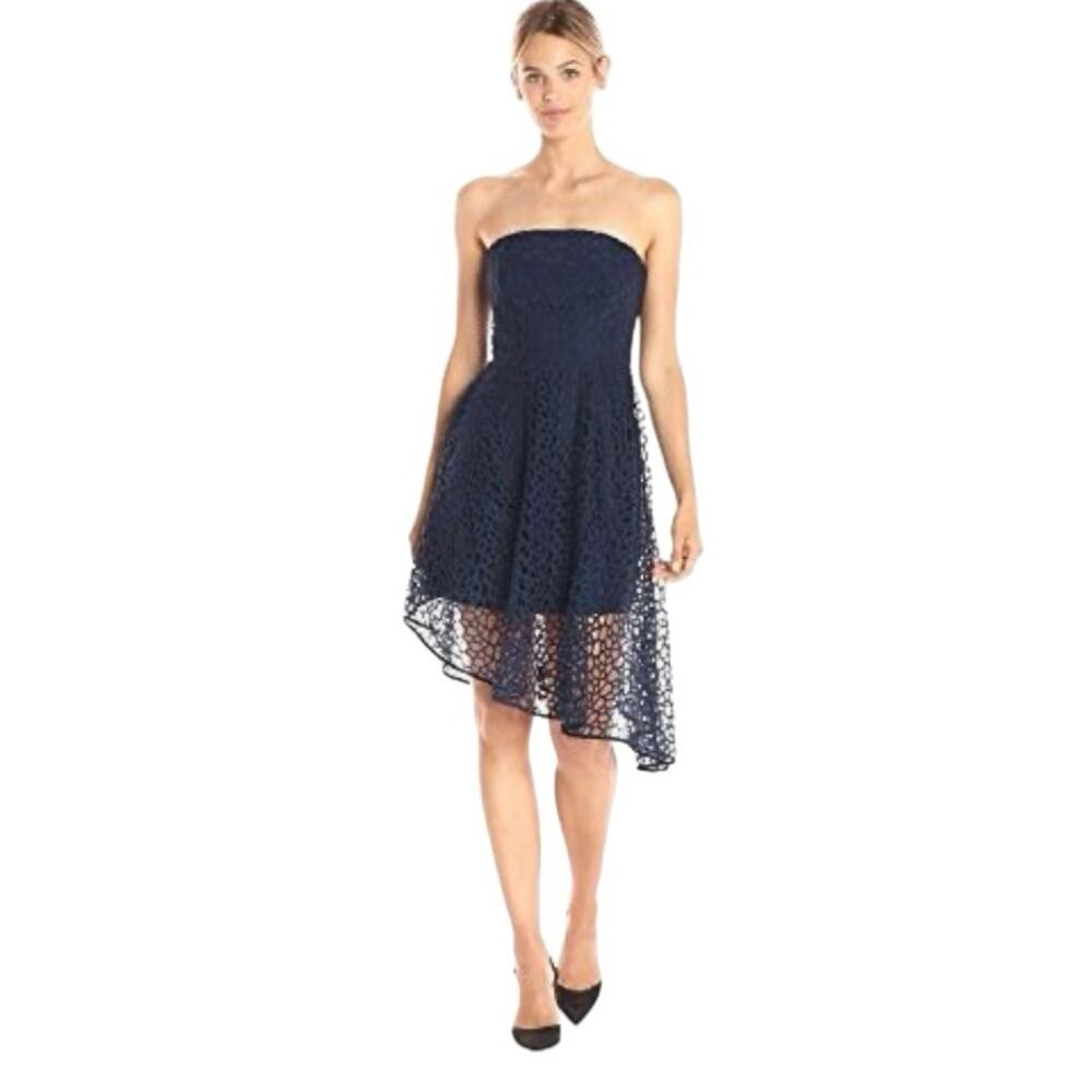 NWT Keepsake the Label Navy Blue Lace Cutout High-Low Dress Size Medium